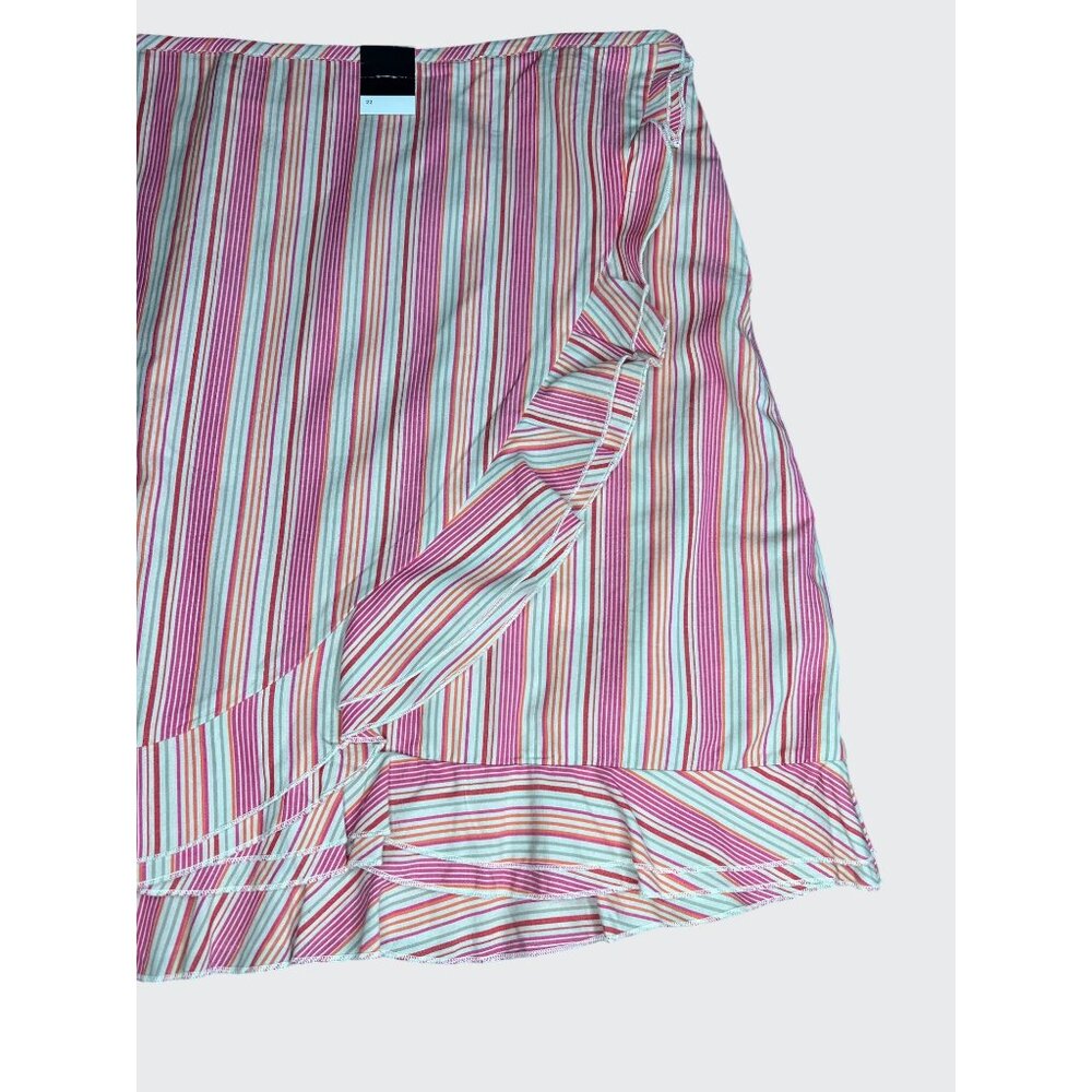 Venezia Womens Pink & White Striped Shorts Skirt With Ruffle Hem Size 22 - Picture 6 of 11